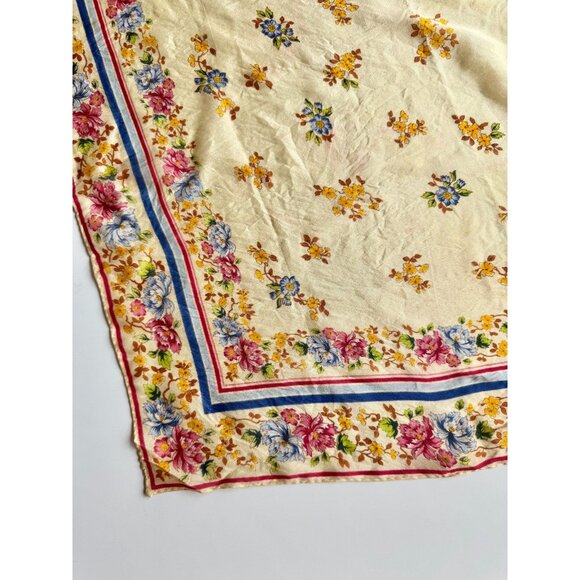 Vintage OSCAR DE LA RENTA Yellow Floral Washed Silk 25" x 25" Square Scarf - Picture 7 of 16